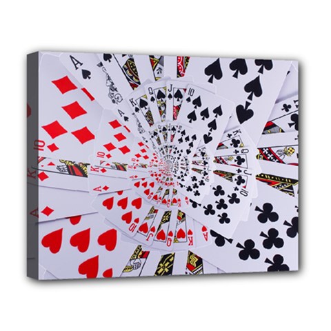 Poker Royal Flush All Suits Droste Spiral Deluxe Canvas 20  x 16  (Stretched) from ArtsNow.com