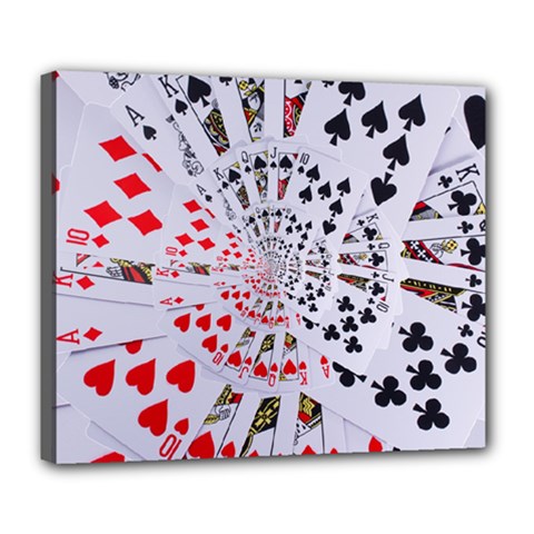 Poker Royal Flush All Suits Droste Spiral Deluxe Canvas 24  x 20  (Stretched) from ArtsNow.com