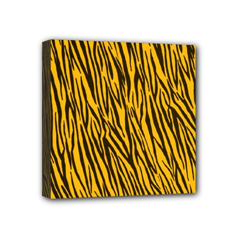 Yellow Zebra Stripes Mini Canvas 4  x 4  (Stretched) from ArtsNow.com