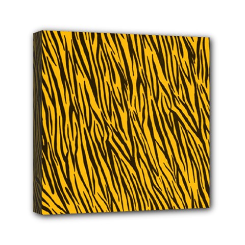 Yellow Zebra Stripes Mini Canvas 6  x 6  (Stretched) from ArtsNow.com