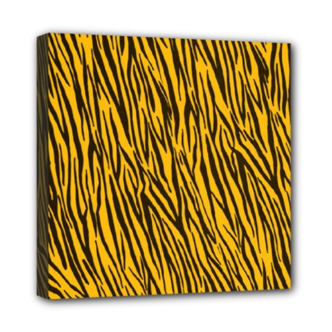 Yellow Zebra Stripes Mini Canvas 8  x 8  (Stretched) from ArtsNow.com