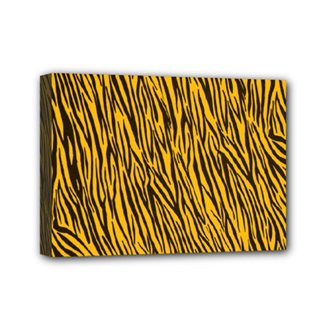 Yellow Zebra Stripes Mini Canvas 7  x 5  (Stretched) from ArtsNow.com