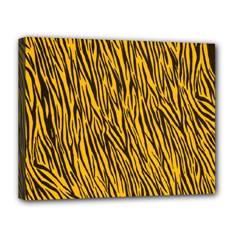 Yellow Zebra Stripes Canvas 14  x 11  (Stretched) from ArtsNow.com