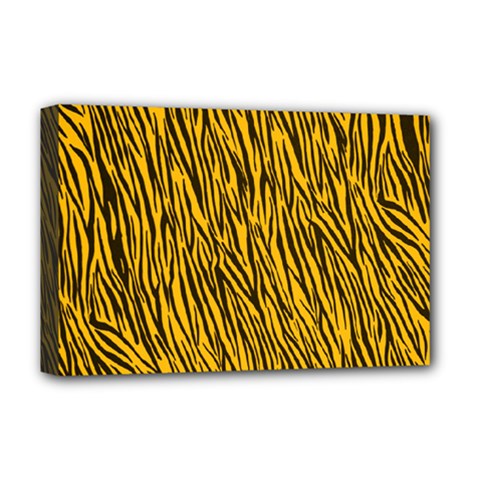 Yellow Zebra Stripes Deluxe Canvas 18  x 12  (Stretched) from ArtsNow.com