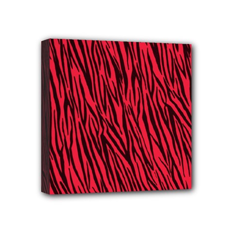 Red Zebra Stripes Mini Canvas 4  x 4  (Stretched) from ArtsNow.com