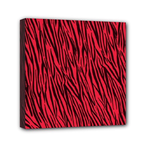 Red Zebra Stripes Mini Canvas 6  x 6  (Stretched) from ArtsNow.com