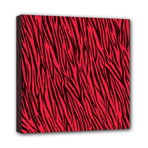 Red Zebra Stripes Mini Canvas 8  x 8  (Stretched) from ArtsNow.com