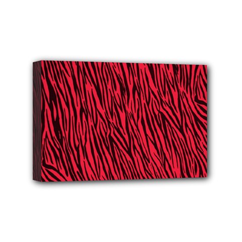 Red Zebra Stripes Mini Canvas 6  x 4  (Stretched) from ArtsNow.com