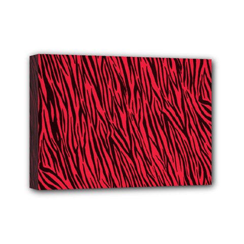 Red Zebra Stripes Mini Canvas 7  x 5  (Stretched) from ArtsNow.com