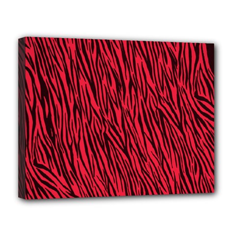 Red Zebra Stripes Canvas 14  x 11  (Stretched) from ArtsNow.com