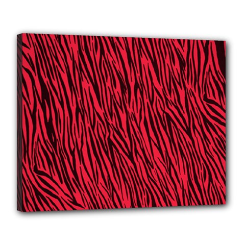 Red Zebra Stripes Canvas 20  x 16  (Stretched) from ArtsNow.com