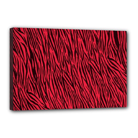 Red Zebra Stripes Canvas 18  x 12  (Stretched) from ArtsNow.com