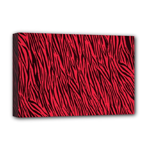 Red Zebra Stripes Deluxe Canvas 18  x 12  (Stretched) from ArtsNow.com