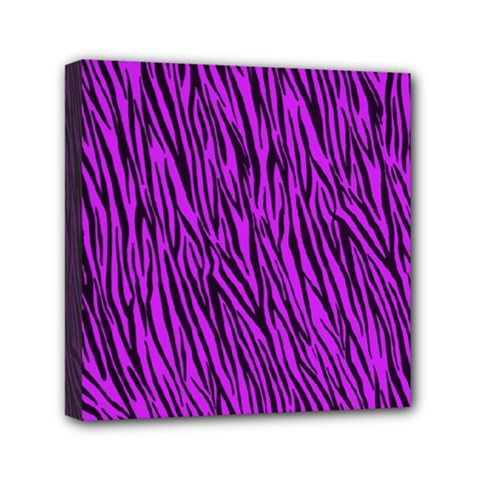 Purple Zebra Stripes Mini Canvas 6  x 6  (Stretched) from ArtsNow.com