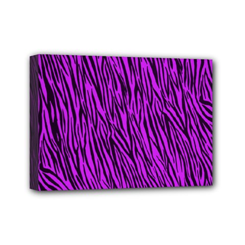 Purple Zebra Stripes Mini Canvas 7  x 5  (Stretched) from ArtsNow.com