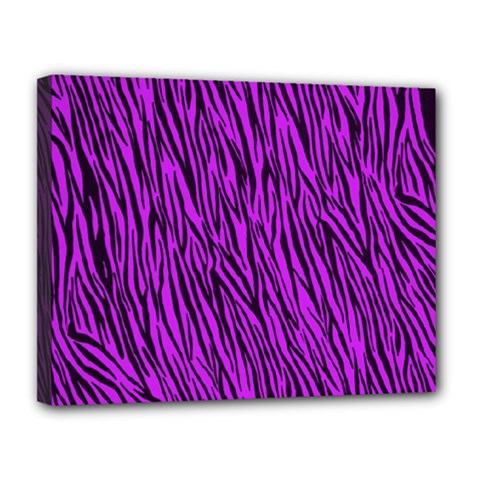 Purple Zebra Stripes Canvas 14  x 11  (Stretched) from ArtsNow.com