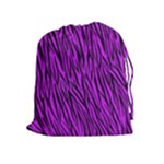 Purple Zebra Stripes Drawstring Pouch (XL)