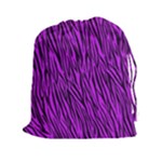 Purple Zebra Stripes Drawstring Pouch (XXL)