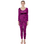 Hot Pink Zebra Stripes Long Sleeve Catsuit