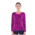 Hot Pink Zebra Stripes Women s Long Sleeve Tee