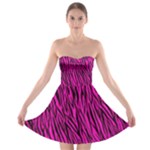 Pink Zebra Stripes Strapless Bra Top Dress