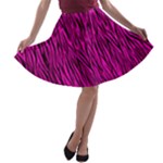 Hot Pink Zebra Stripes  A-line Skater Skirt