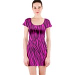 Pink Zebra Stripes Short Sleeve Bodycon Dress