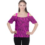 Pink Zebra Stripes  Women s Cutout Shoulder Tee