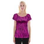 Hot Pink Zebra Stripes Women s Cap Sleeve Top