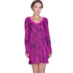 Hot Pink Zebra Stripes Long Sleeve Nightdress