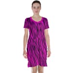 Hot Pink Zebra Stripes Short Sleeve Nightdress