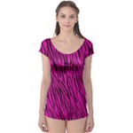 Hot Pink Zebra Stripes Boyleg Leotard (Ladies)