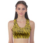 Yellow Zebra Stripes Animal Print Fur Sports Bra