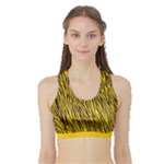 Yellow Zebra Stripes Animal Print Fur  Women s Sports Bra with Border