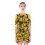 Yellow Zebra Stripes Animal Print Fur  Women s Cutout Shoulder One Piece