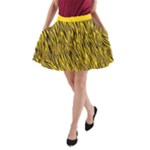 Yellow Zebra Stripes Animal Print Fur  A-Line Pocket Skirt