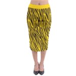 Yellow Zebra Stripes Animal Print Fur  Midi Pencil Skirt