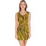 Yellow Zebra Stripes Animal Print Fur Bodycon Dress