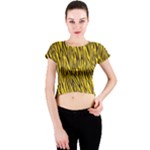 Yellow Zebra Stripes Animal Print Fur Crew Neck Crop Top