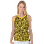 Yellow Zebra Stripes Animal Print Fur  Women s Basketball Tank Top