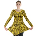 Yellow Zebra Stripes Animal Print Fur  Long Sleeve Tunic 