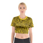 Yellow Zebra Stripes Animal Print Fur Cotton Crop Top