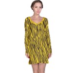 Yellow Zebra Stripes Animal Print Fur Long Sleeve Nightdress