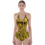 Yellow Zebra Stripes Animal Print Fur  Cut-Out One Piece Swimsuit