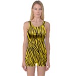 Yellow Zebra Stripes Animal Print Fur  One Piece Boyleg Swimsuit