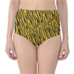 Yellow Zebra Stripes Animal Print Fur  High-Waist Bikini Bottoms