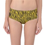 Yellow Zebra Stripes Animal Print Fur  Mid-Waist Bikini Bottoms