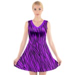 Purple Zebra Animal Print Fur V-Neck Sleeveless Dress