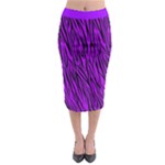 Purple Zebra Animal Print Fur   Midi Pencil Skirt