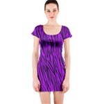 Purple Zebra Animal Print Fur   Short Sleeve Bodycon Dress